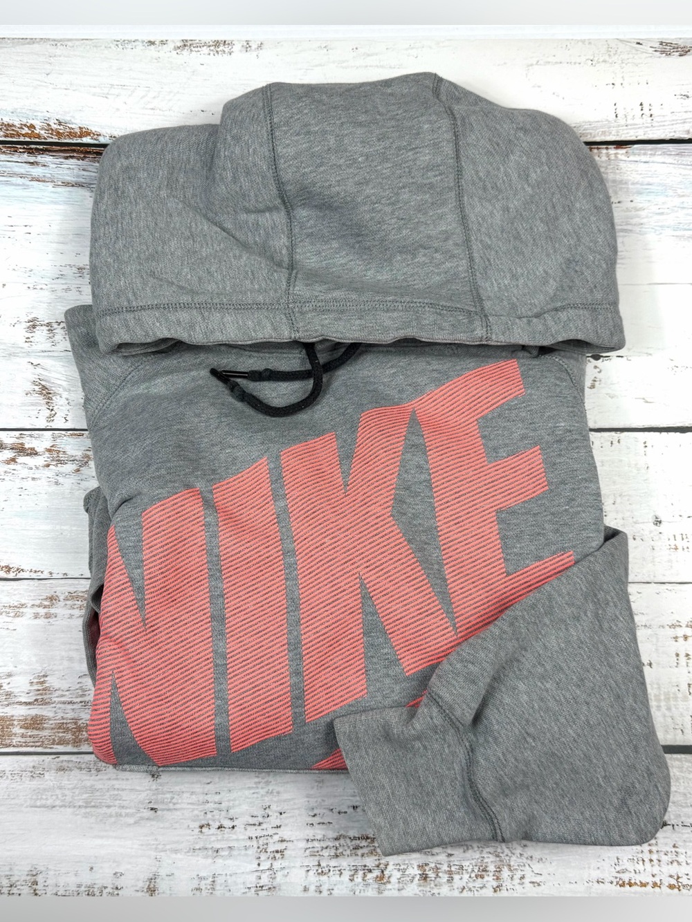 Nike Women’s Graphic Hoodie Gray with Coral Peach Logo